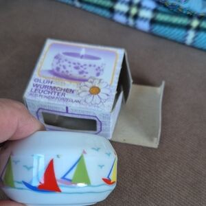 Colorful Sailboat Porcelain Tealight Holder